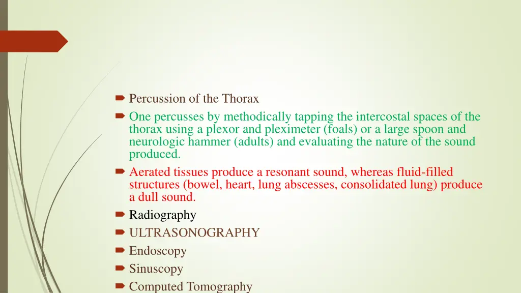 percussion of the thorax one percusses