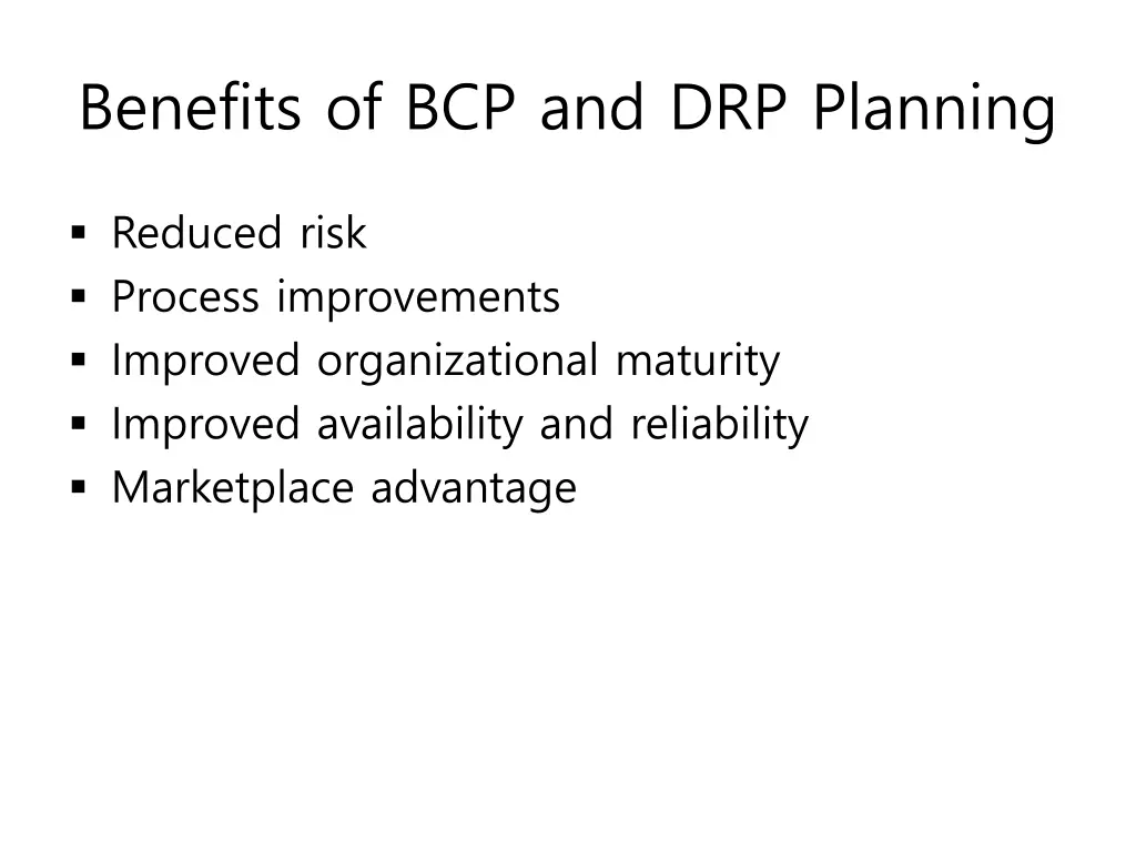 benefits of bcp and drp planning