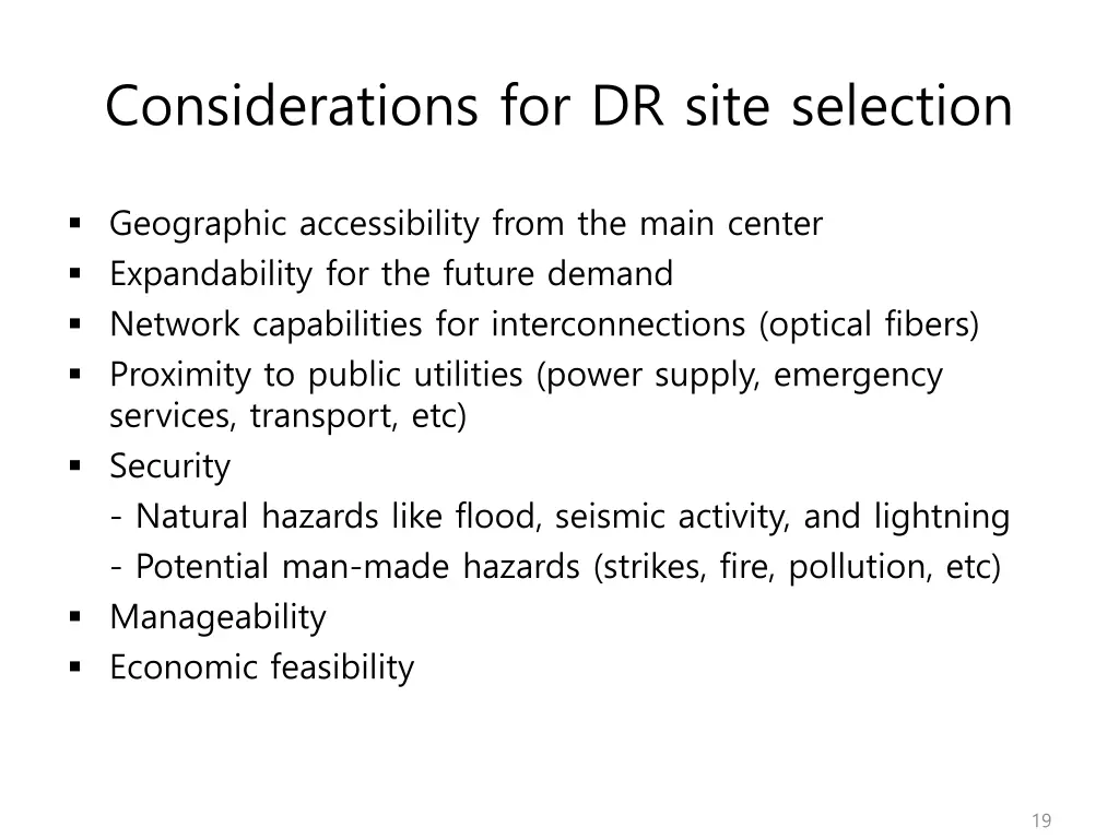 considerations for dr site selection