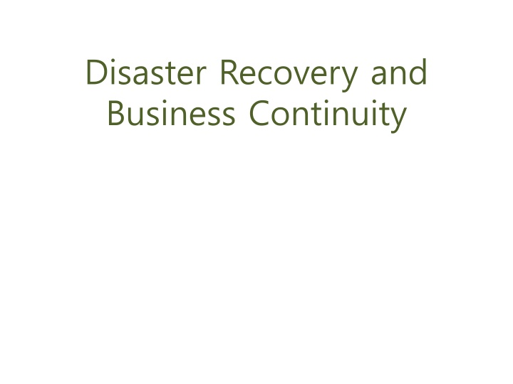 disaster recovery and business continuity