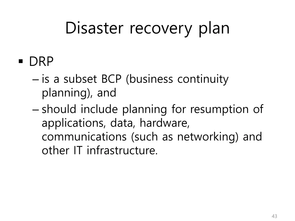 disaster recovery plan