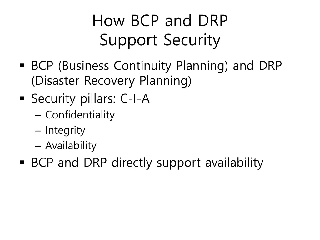 how bcp and drp support security