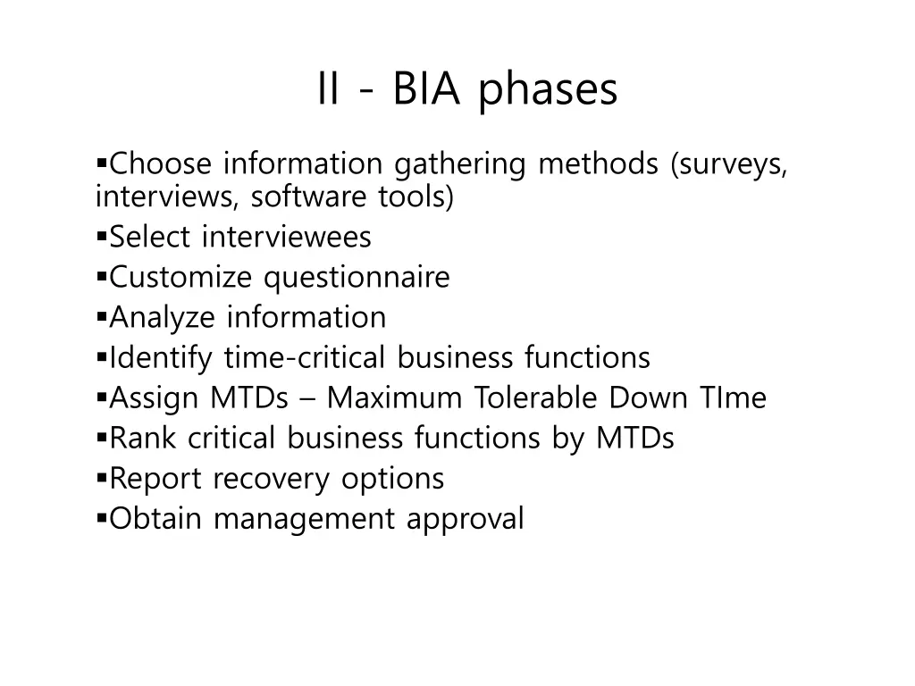 ii bia phases