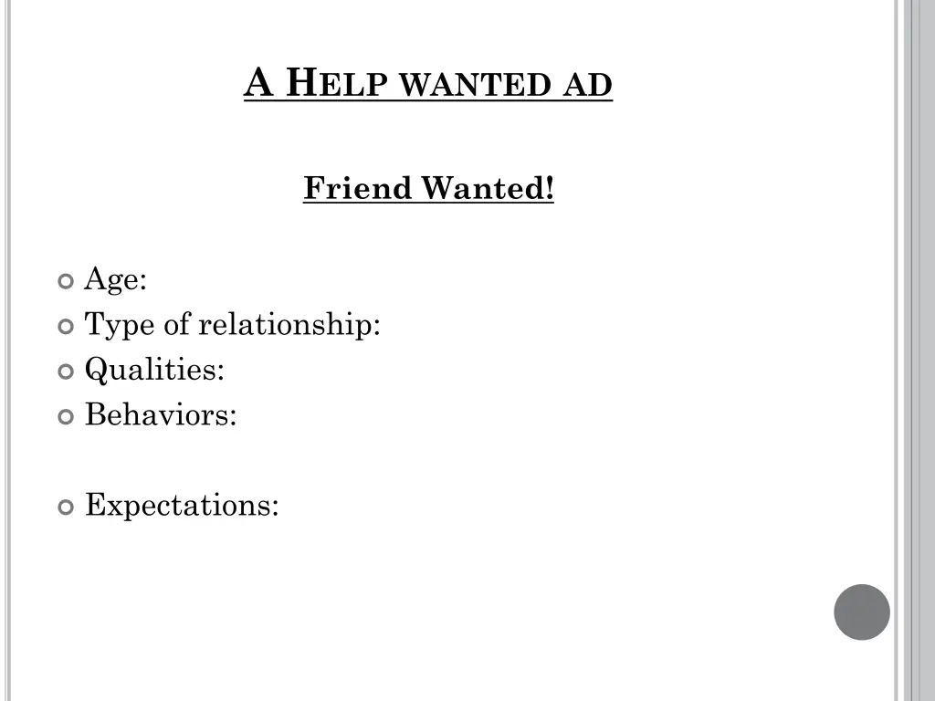 a h elp wanted ad