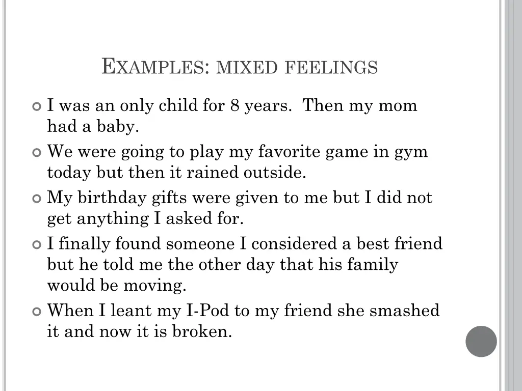 e xamples mixed feelings