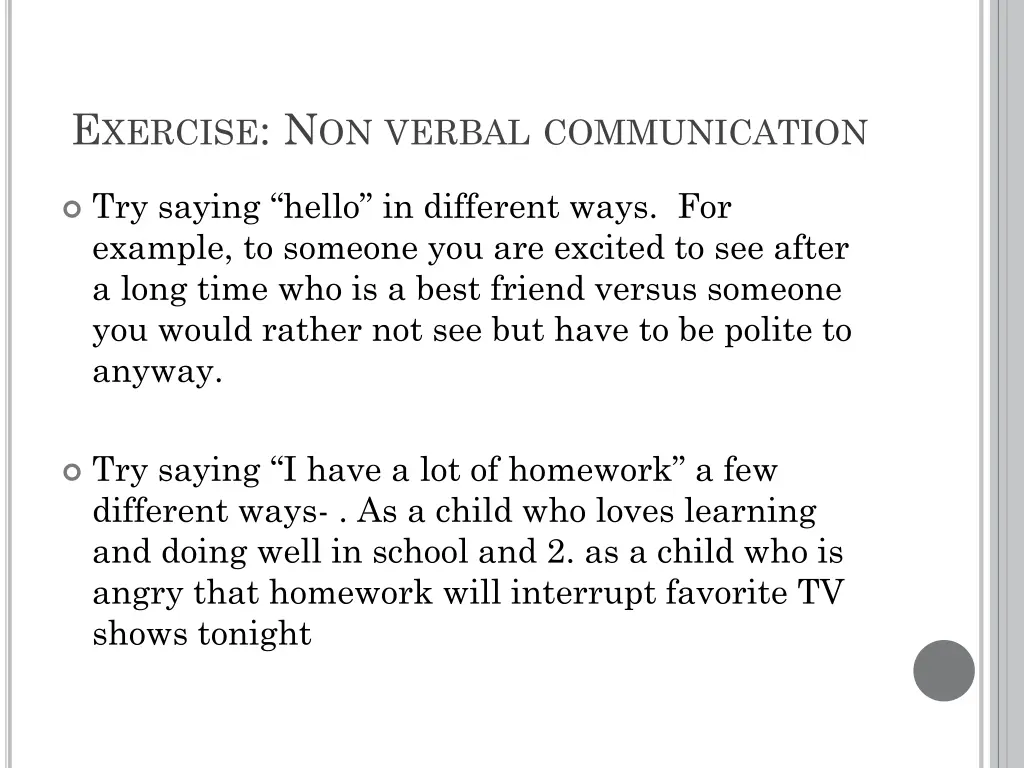 e xercise n on verbal communication