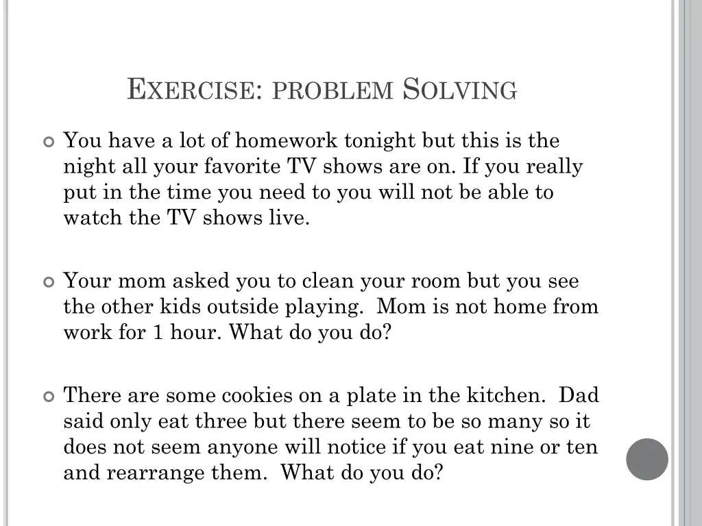 e xercise problem s olving