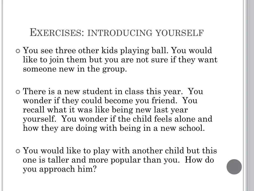 e xercises introducing yourself