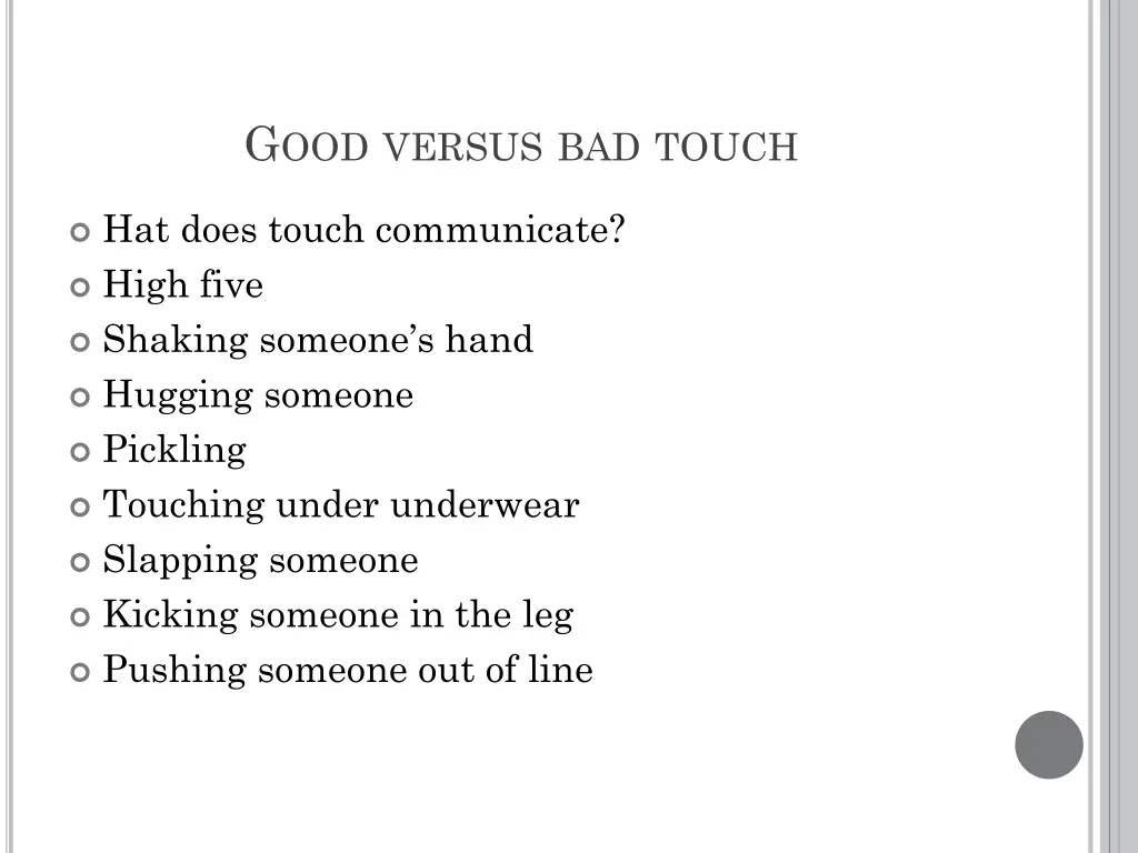 g ood versus bad touch