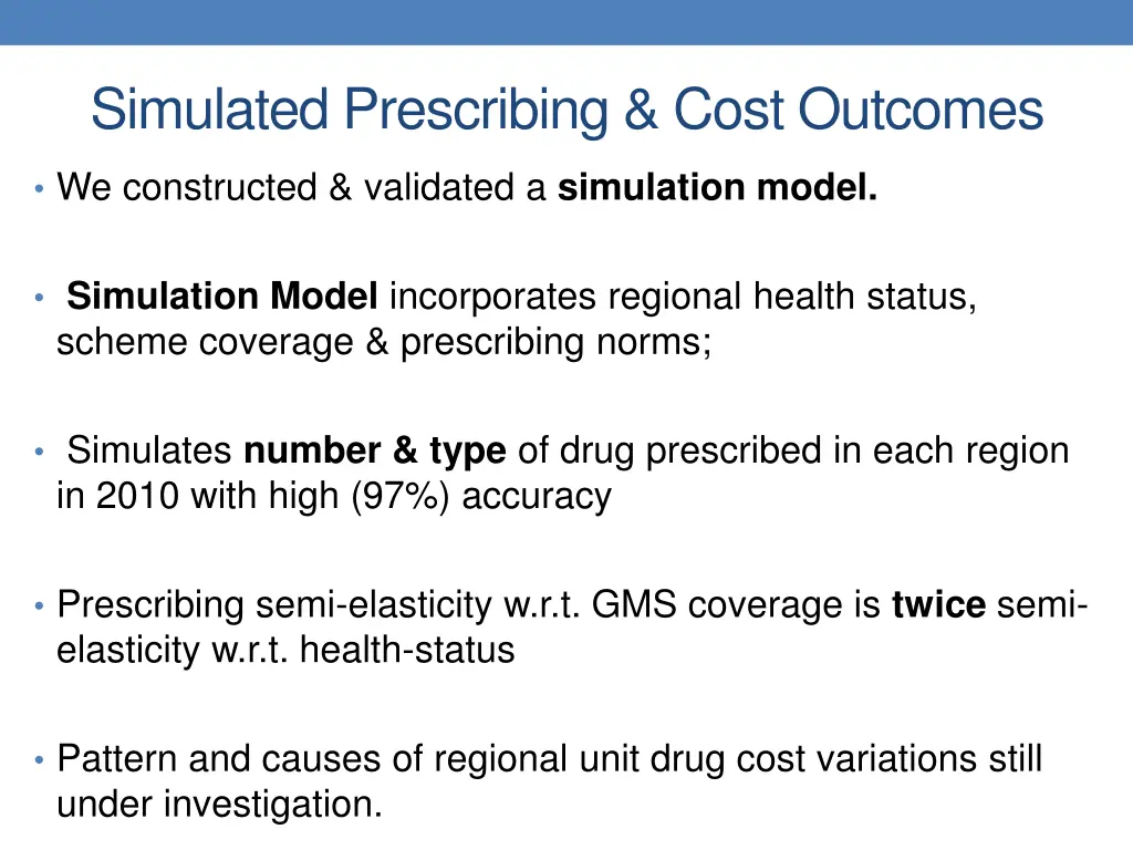 simulated prescribing cost outcomes