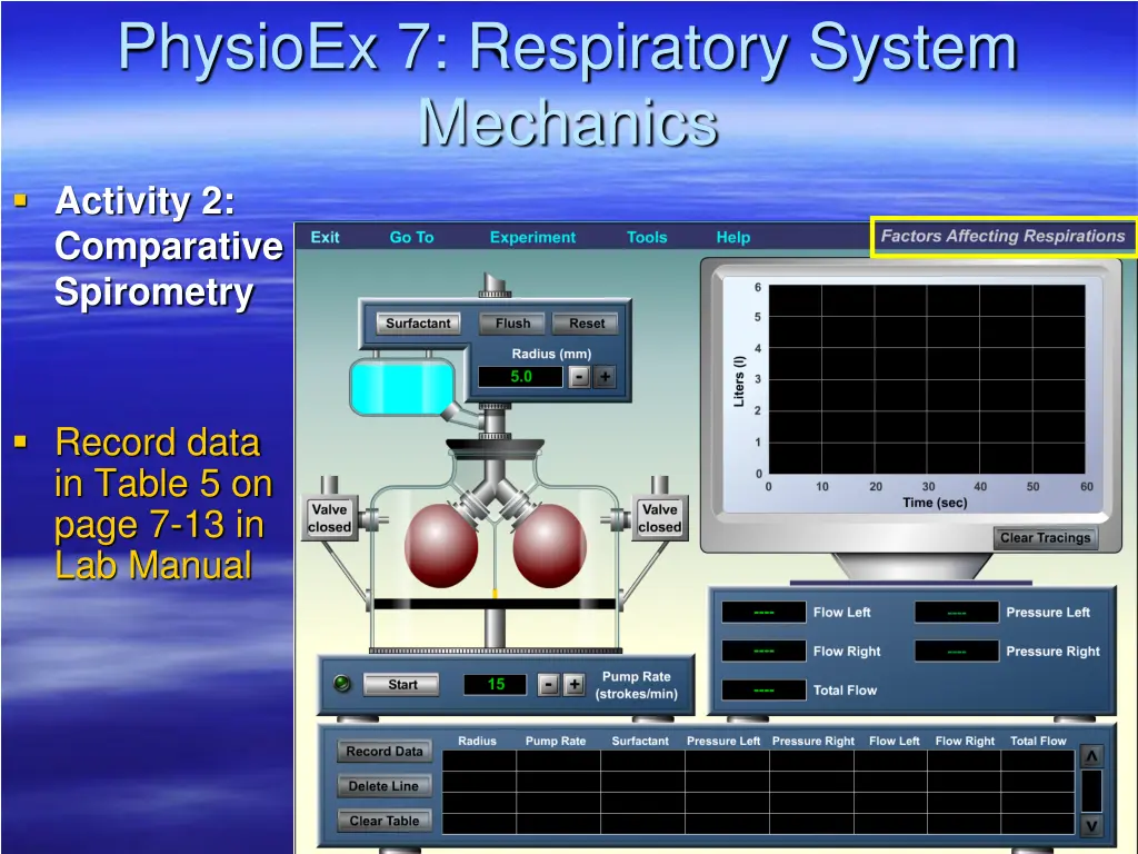 physioex 7 respiratory system mechanics