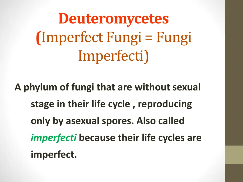 deuteromycetes imperfect fungi fungi imperfecti