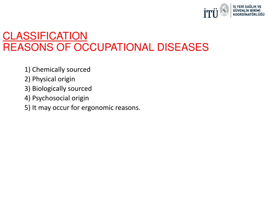 classification reasons of occupational diseases