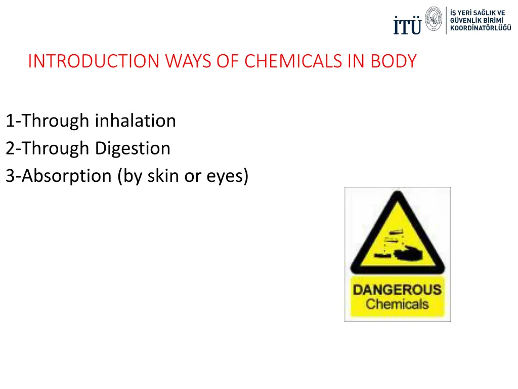 introduction ways of chemicals in body