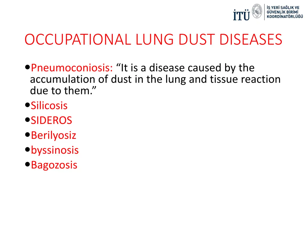 occupational lung dust diseases