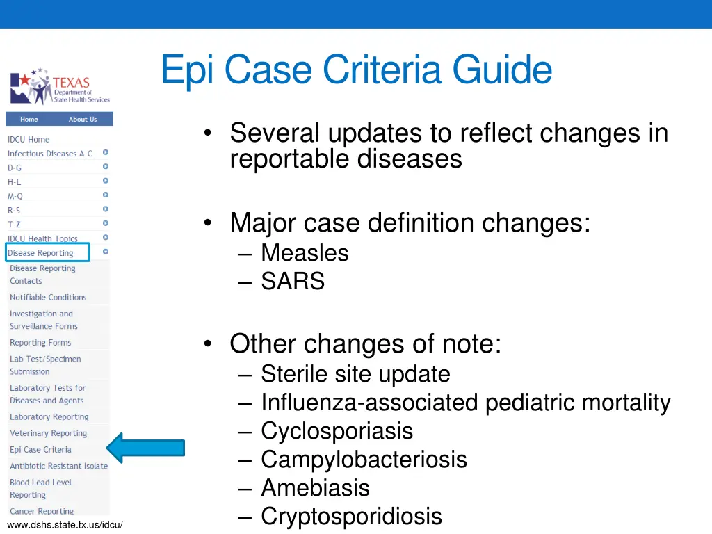 epi case criteria guide