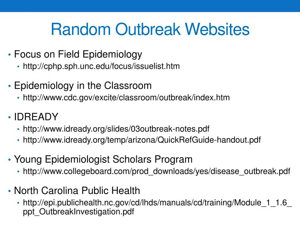 random outbreak websites