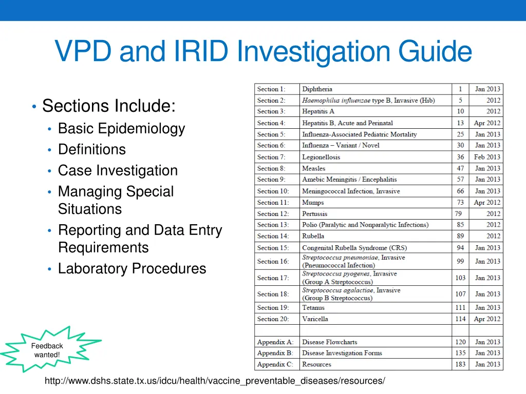 vpd and irid investigation guide