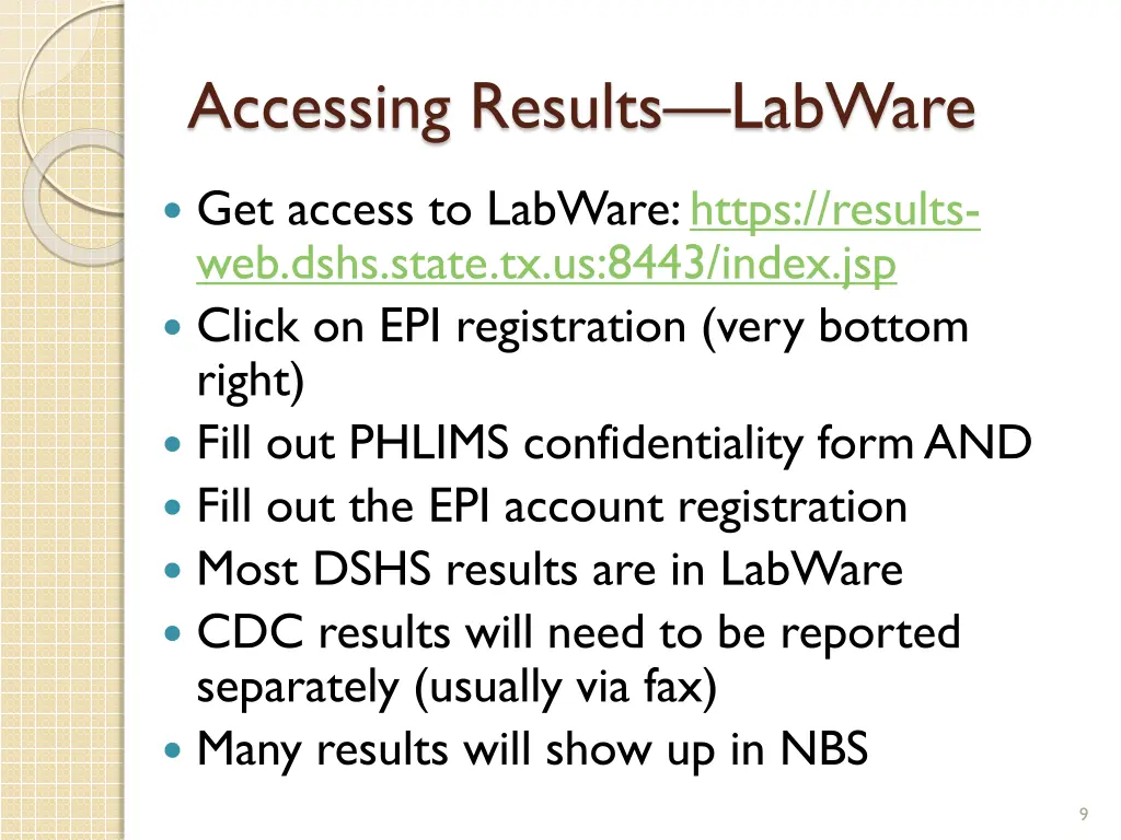 accessing results labware