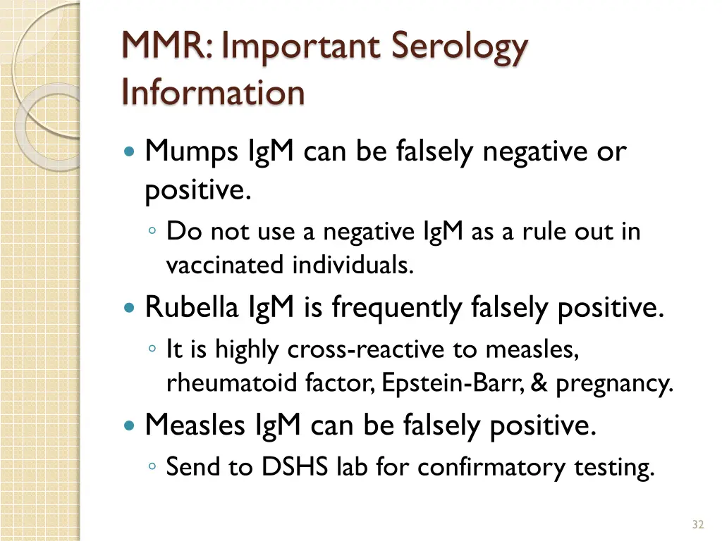 mmr important serology information