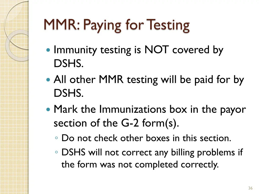 mmr paying for testing