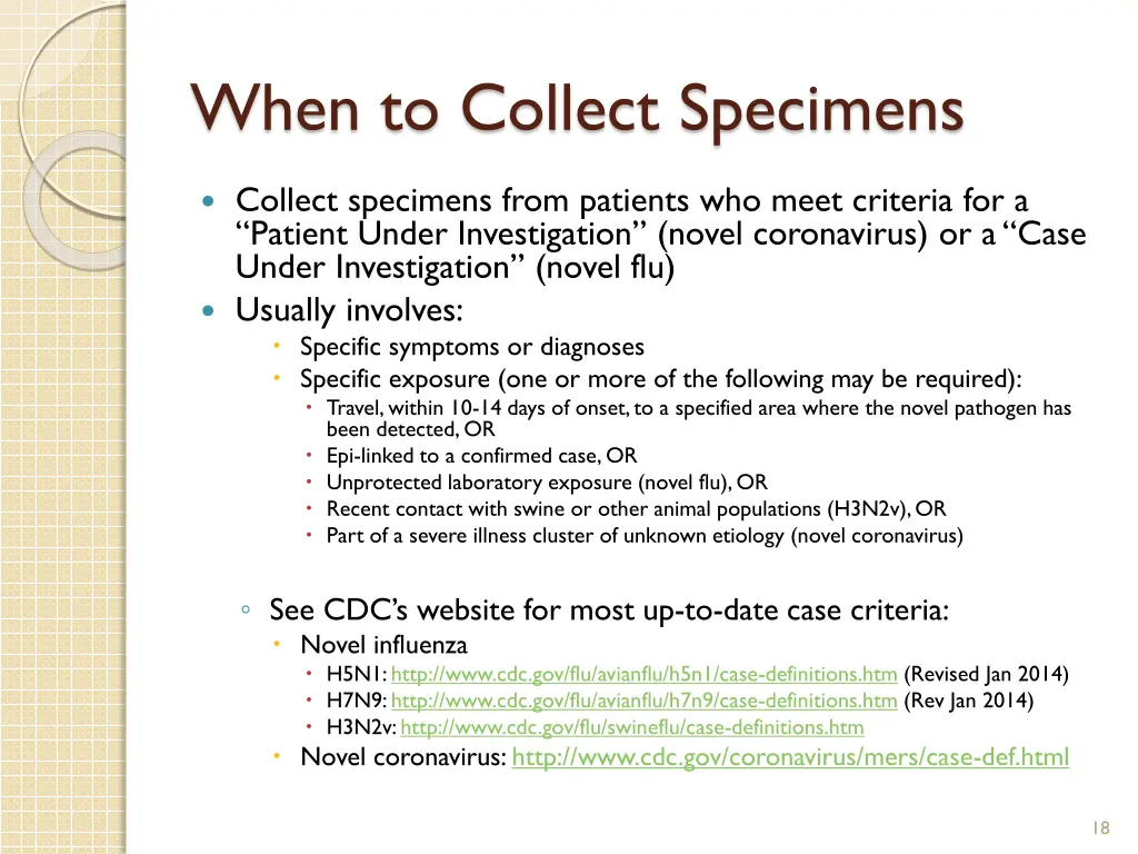 when to collect specimens 1