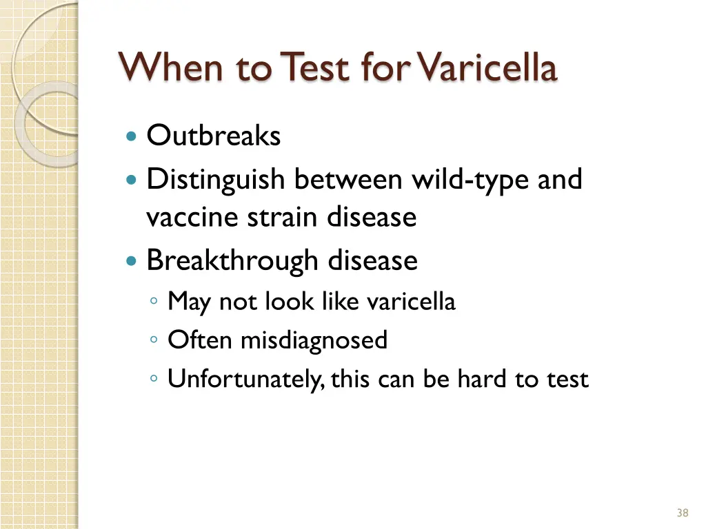 when to test for varicella