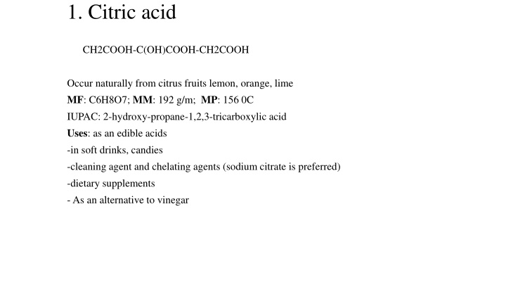 1 citric acid