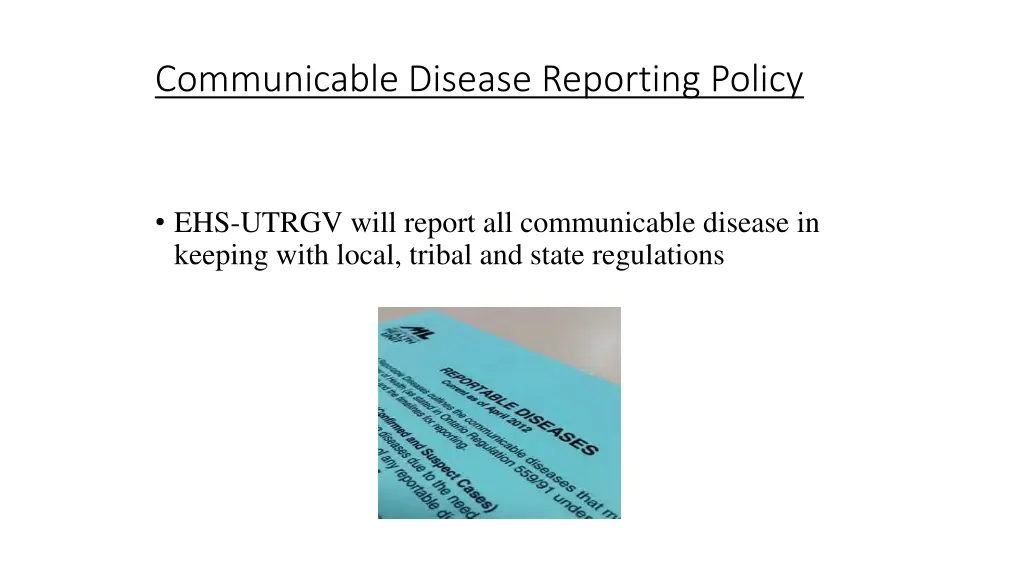 communicable disease reporting policy