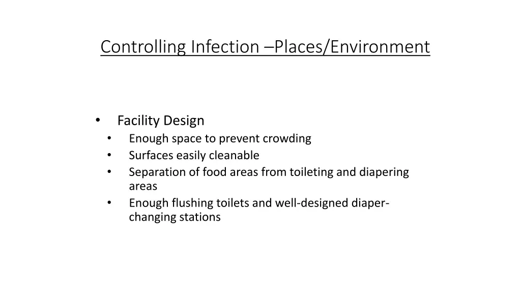 controlling infection places environment