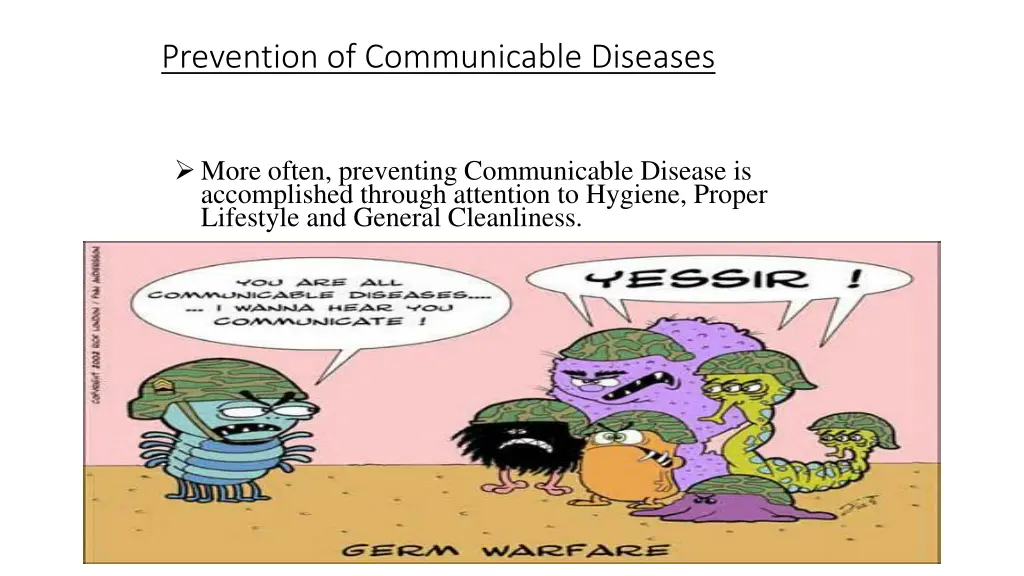 prevention of communicable diseases