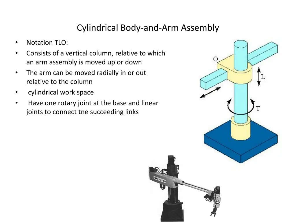 cylindrical body and arm assembly