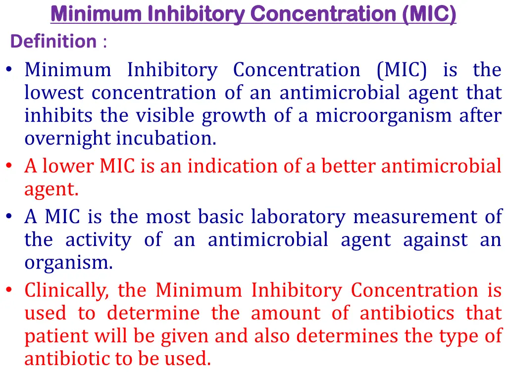 minimum inhibitory concentration mic minimum