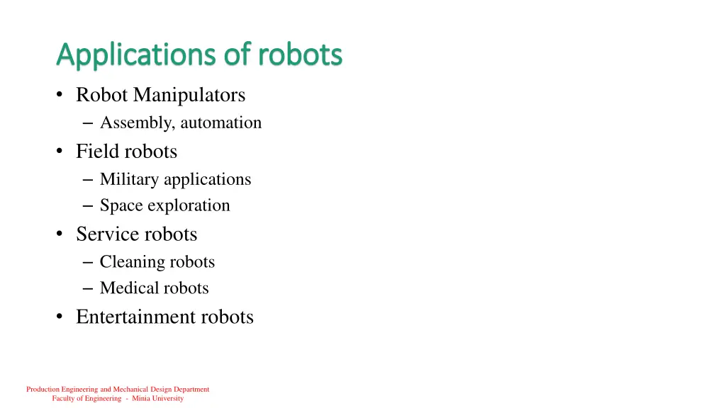 applications of robots applications of robots