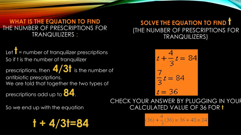 solve the equation to find t the number