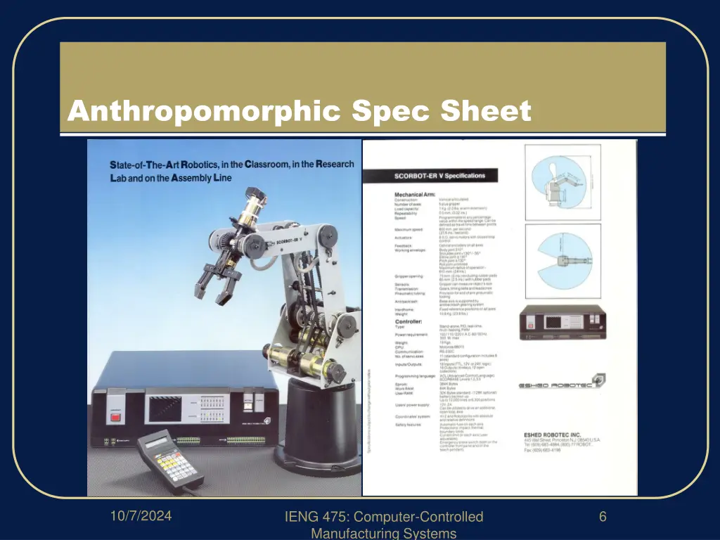 anthropomorphic spec sheet