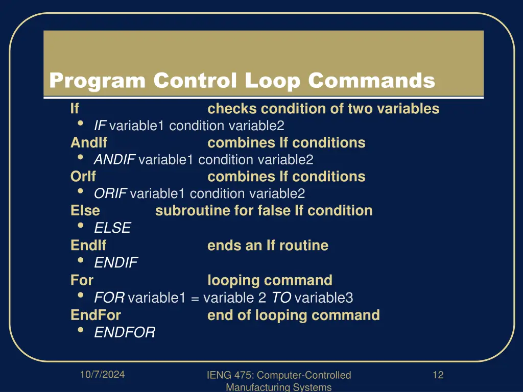 program control loop commands checks condition