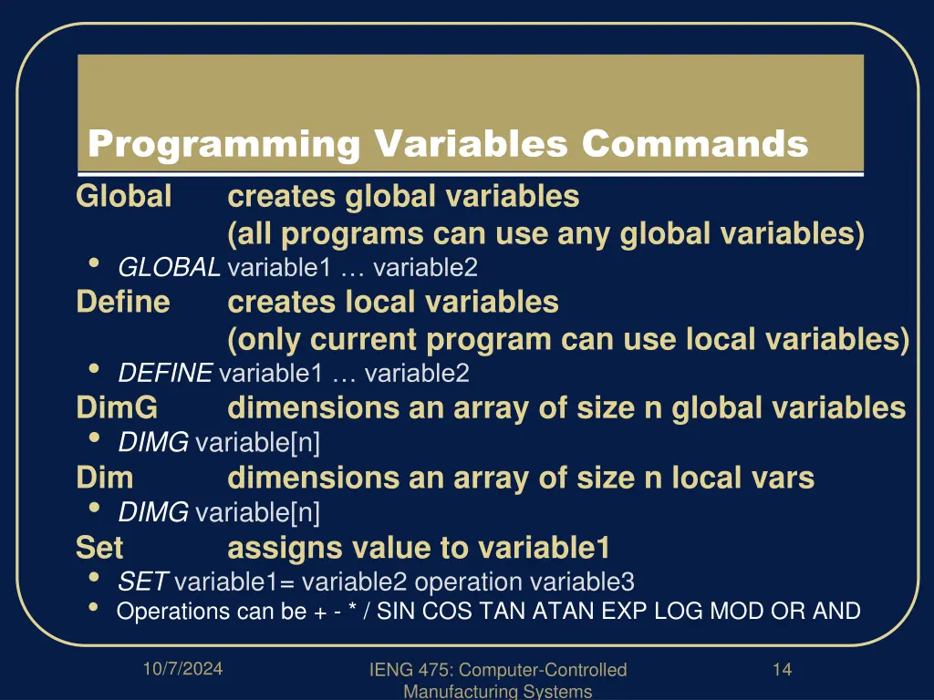 programming variables commands global creates