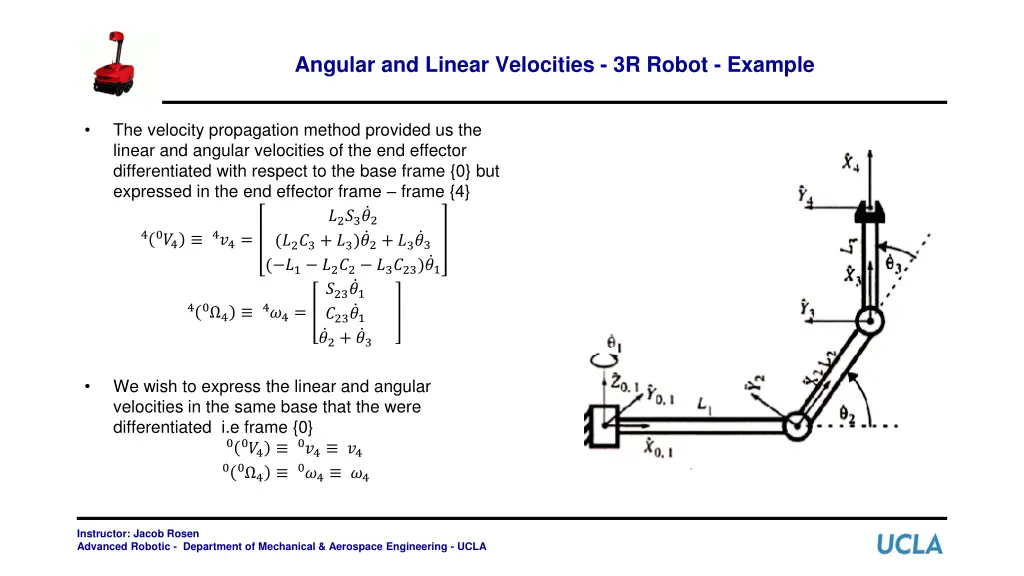 angular and linear velocities 3r robot example