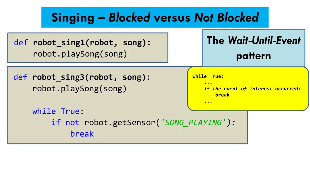 singing blocked versus not blocked