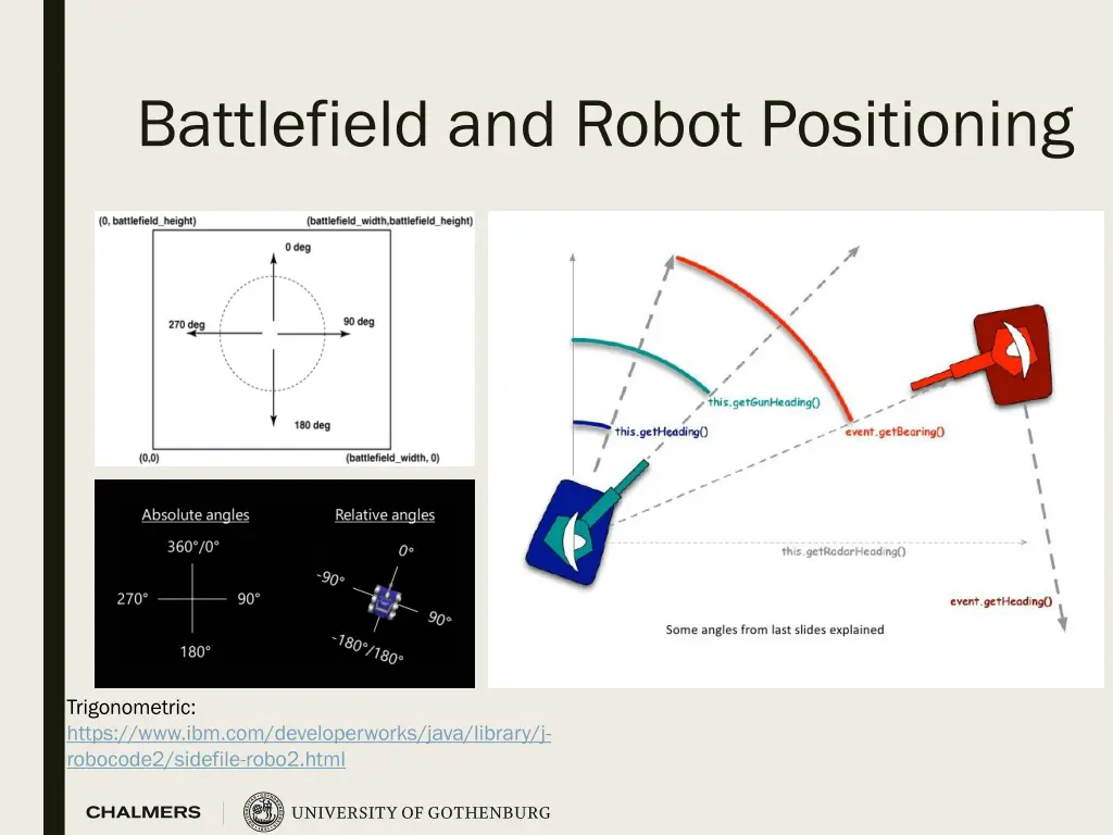 battlefield and robot positioning