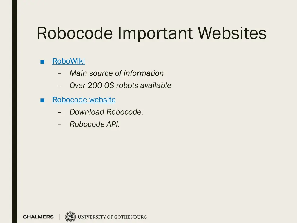 robocode important websites