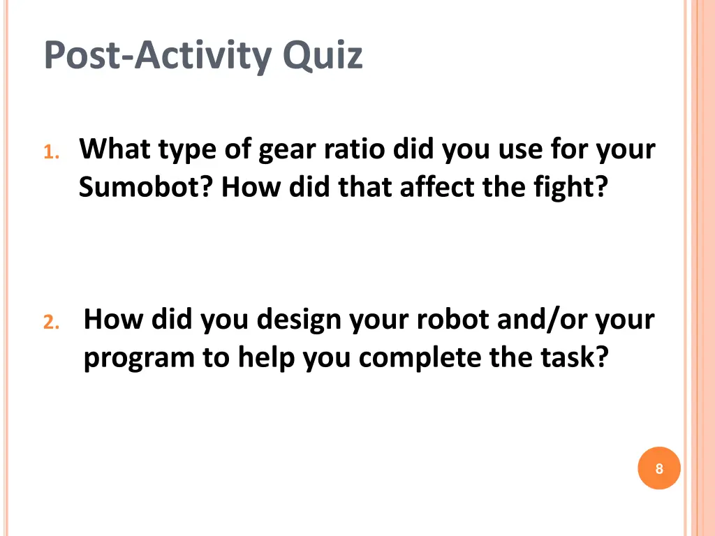 post activity quiz