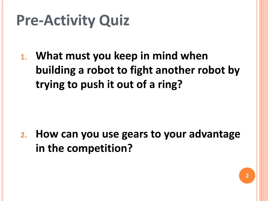 pre activity quiz