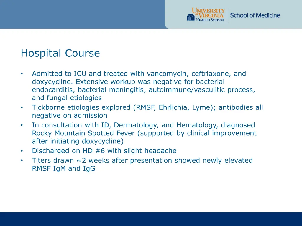 hospital course