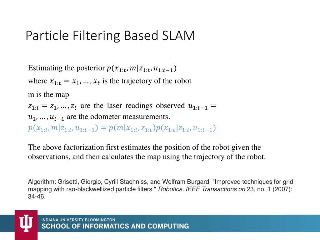 particle filtering based slam