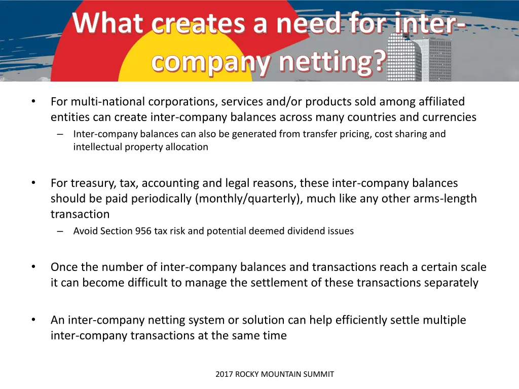 what creates a need for inter company netting