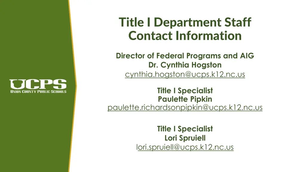 title i department staff contact information