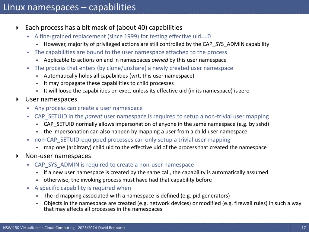 linux namespaces capabilities