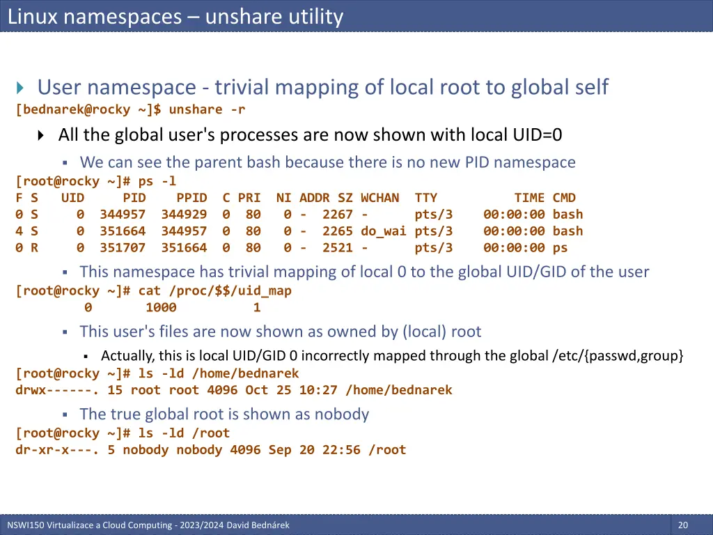 linux namespaces unshare utility 1